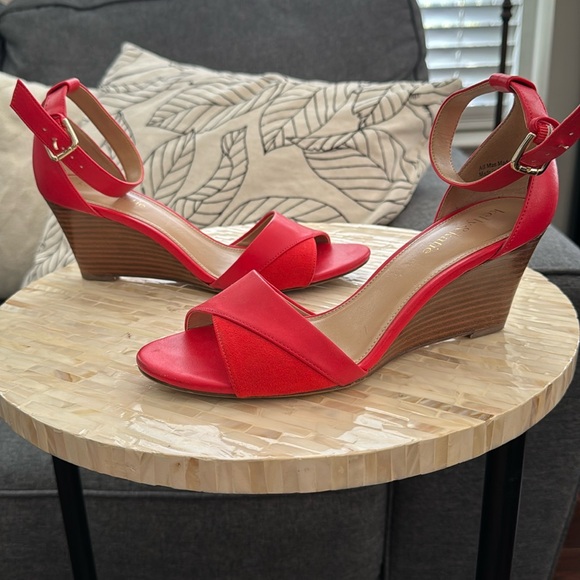 Kelly & Katie Shoes - Sale 🔥Orange-red wedge sandals, ankle strap size 7.5